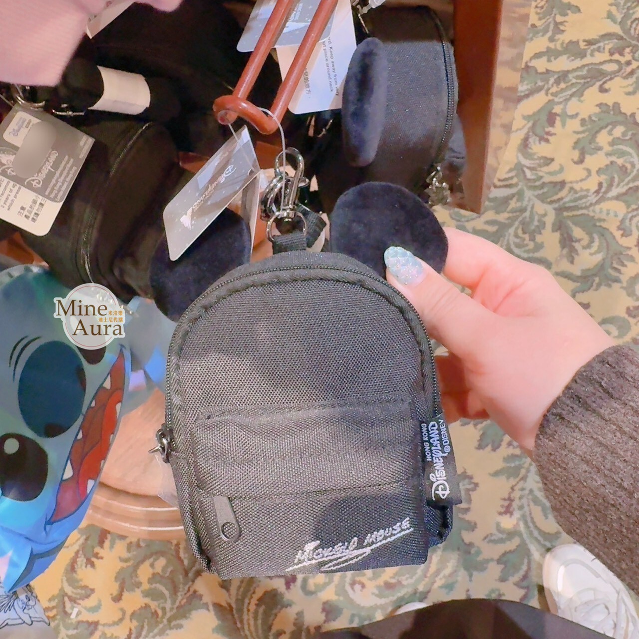 米奇 Mickey 立體耳朵 迷你後背包造型 黑色 零錢包 掛包 小包 -香港迪士尼樂園