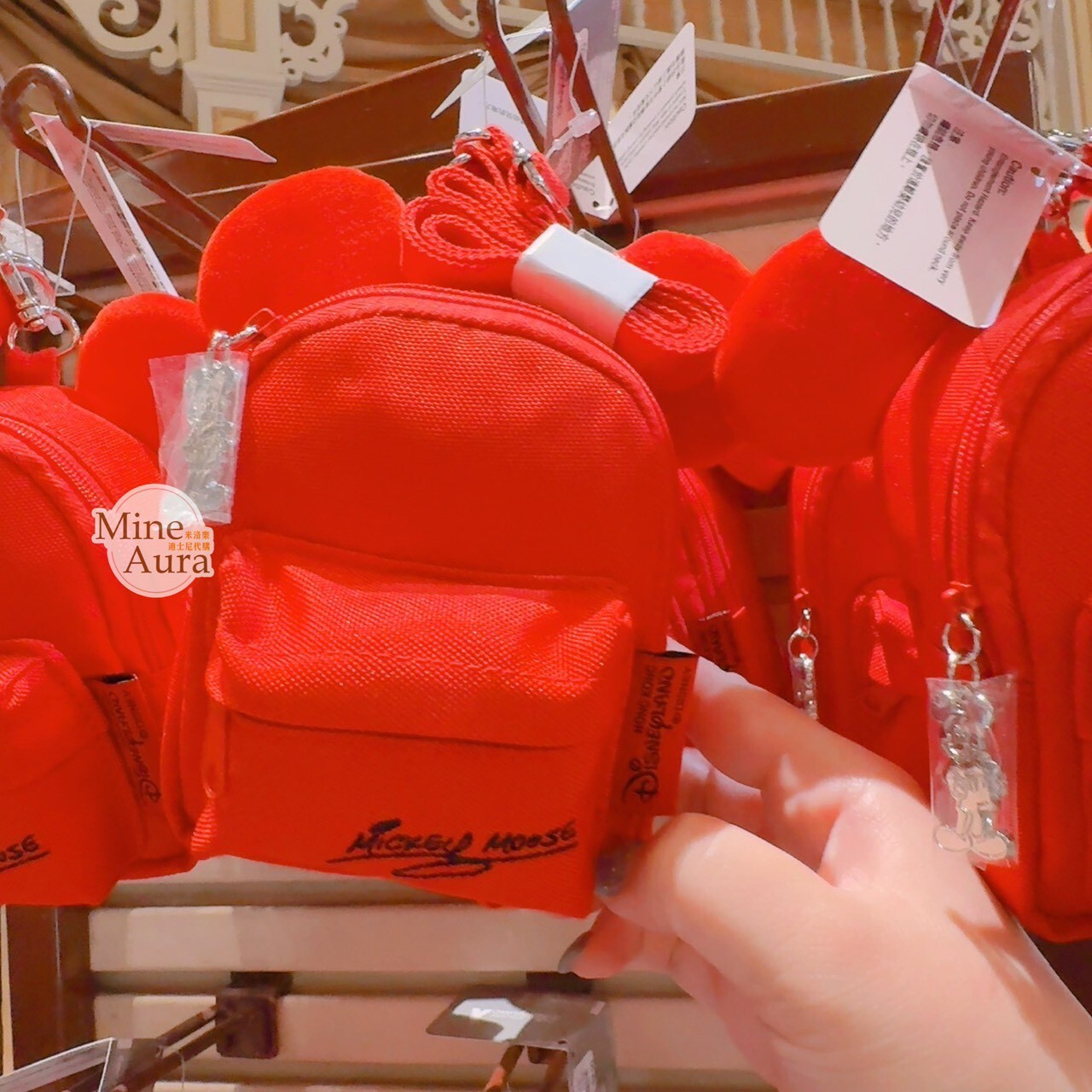 米奇 Mickey 立體耳朵 迷你後背包造型 紅色 零錢包 掛包 小包 -香港迪士尼樂園