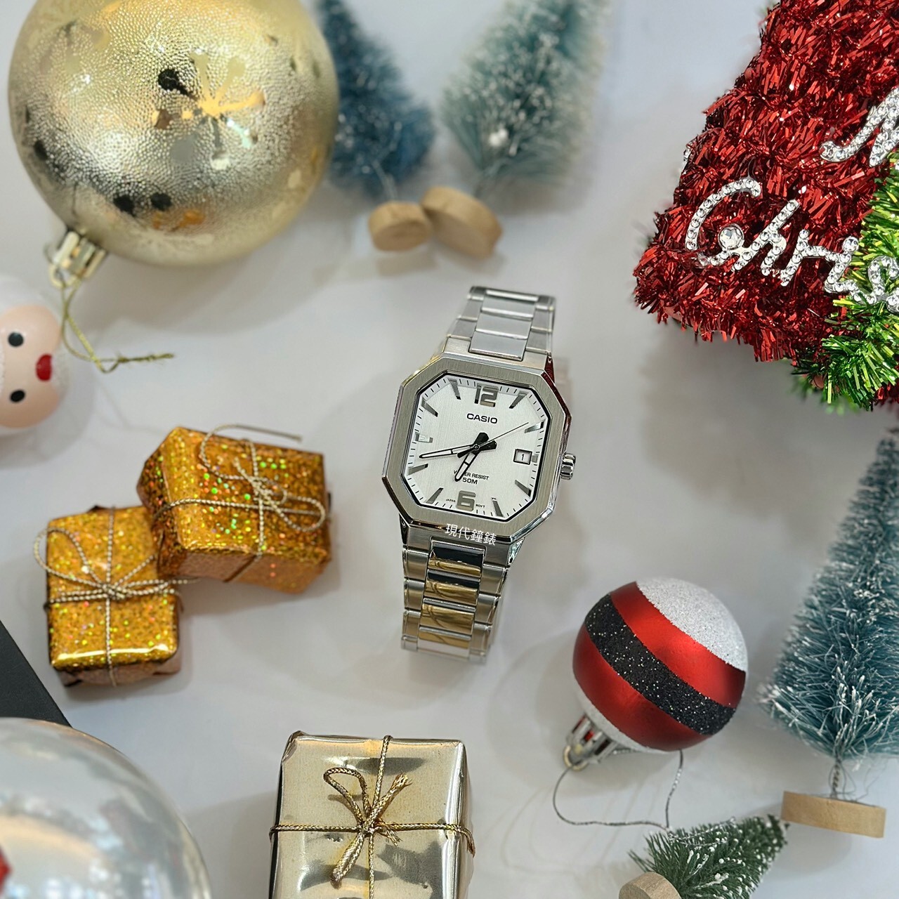 【CASIO 卡西歐】八角方形質感金屬MTP-B195D-7A 38mm 現代鐘錶