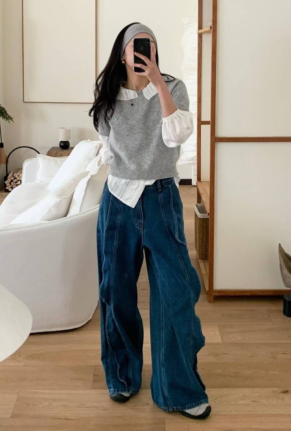 3276荷葉長腿牛仔長褲