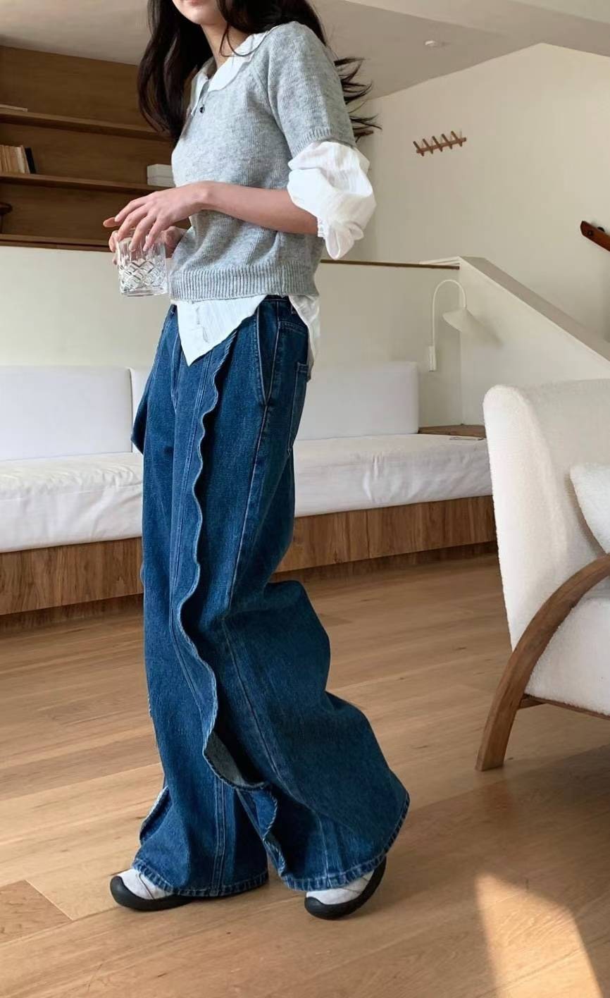 3276荷葉長腿牛仔長褲