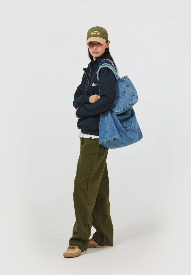 【直播】EMIS LL0106204 LOGO壓花牛仔單肩包