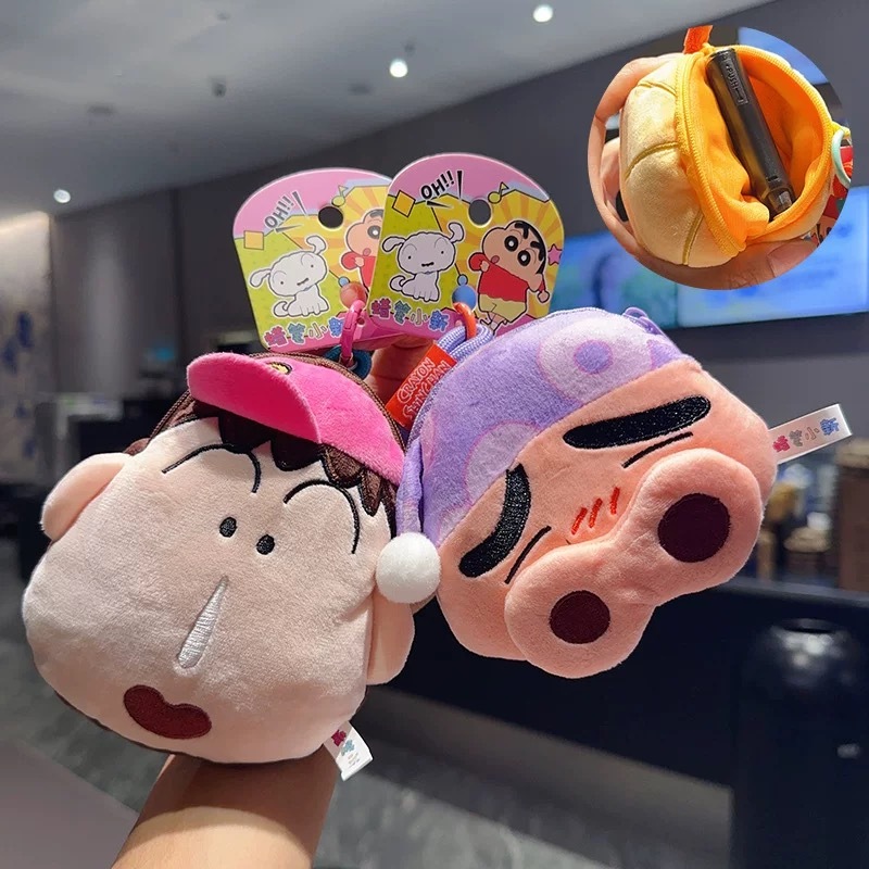 蠟筆小新 毛絨吊飾 大頭 耳機包 零錢包 正版