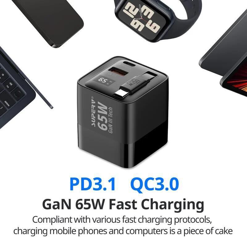 SUPERV – 65W旅行快充數顯轉換火牛(G45)