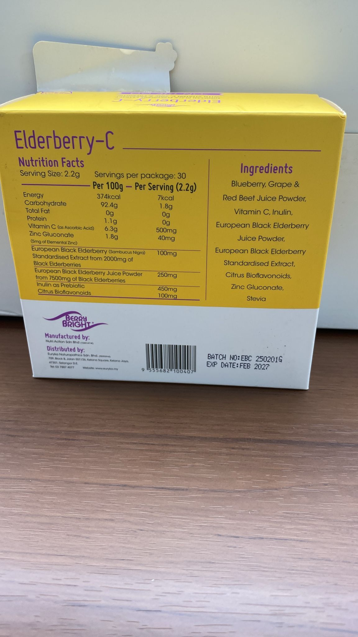 TD036 Elderberry-C 2.2g x 30 sachets EXP: 02.2027