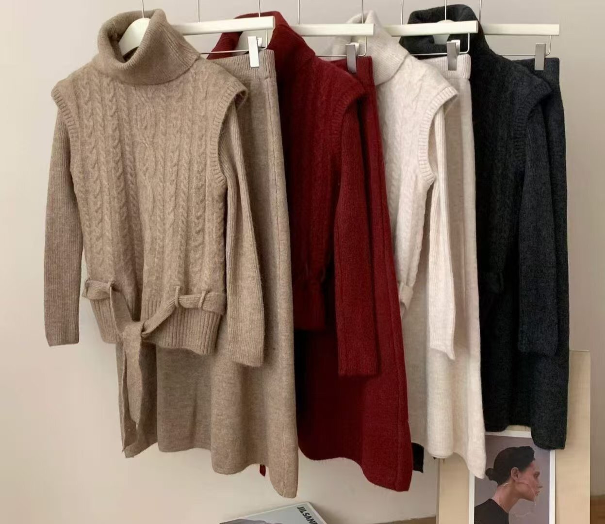 HP5438 麻花高領針織套裝