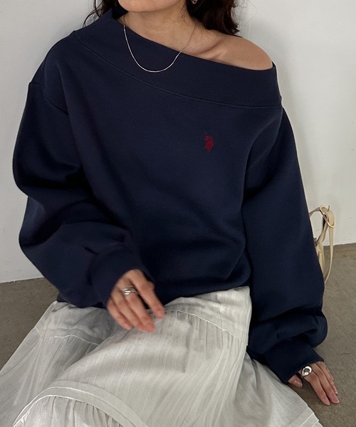 【預購】U.S. POLO ASSN. x RANAN 斜肩上衣 長袖 露肩 一字領 95681294