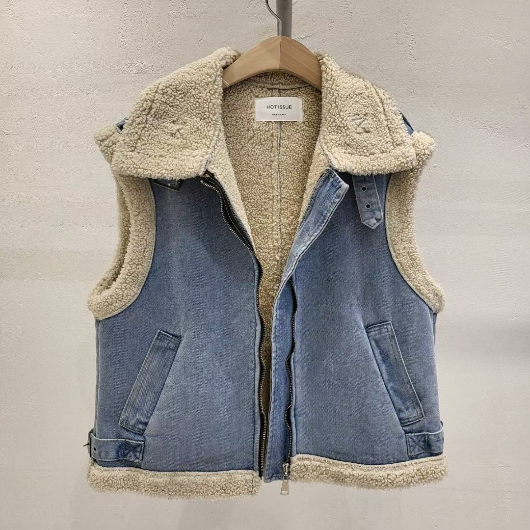 HP5445 內鋪毛牛仔背心外套