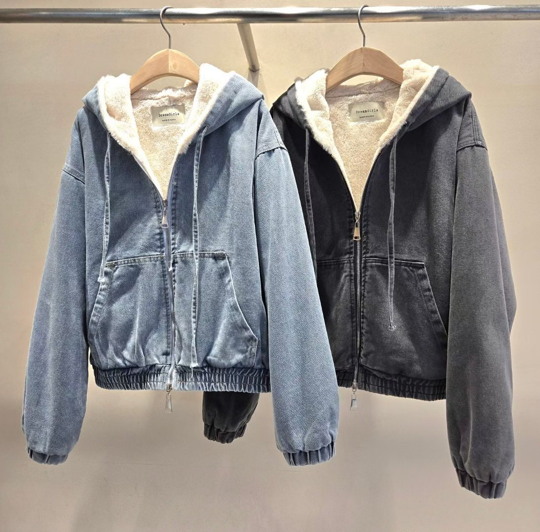 HP5446 內鋪毛牛仔連帽外套