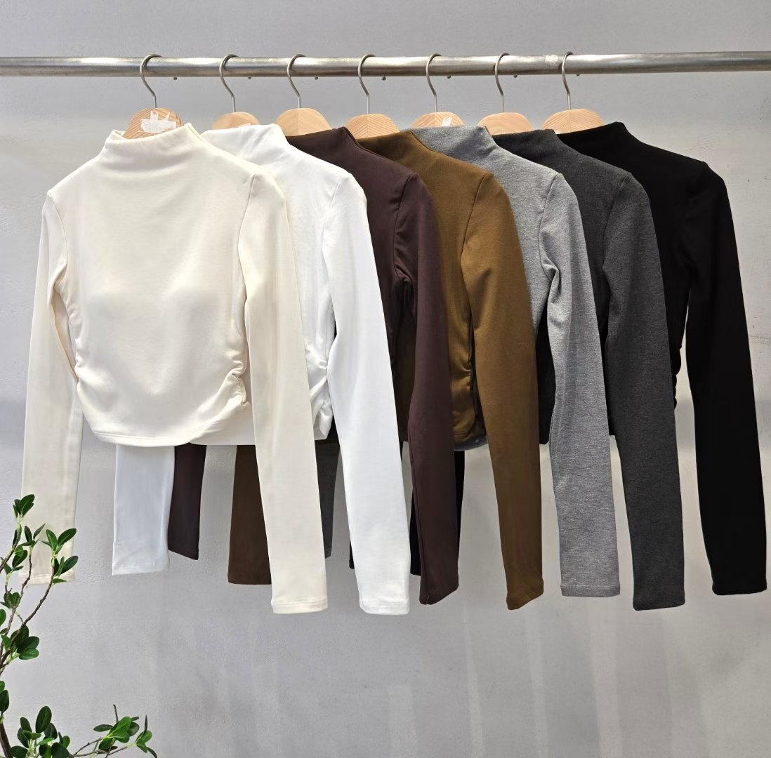 HP5448 立領抓皺短版上衣