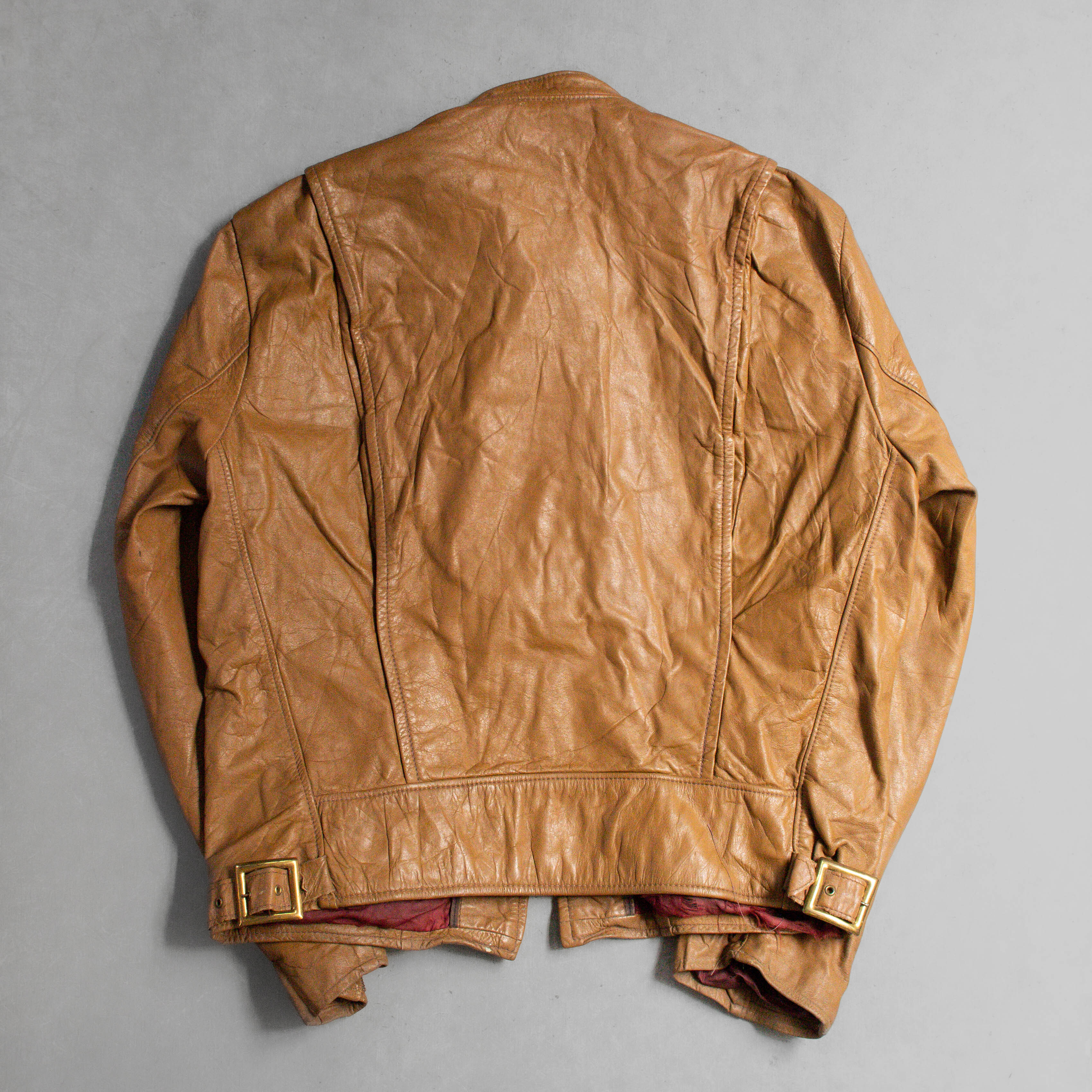 60S BROOKS SINGLE LEATHER JACKET 美國製 駝色 單拉鍊 騎士 皮衣 外套