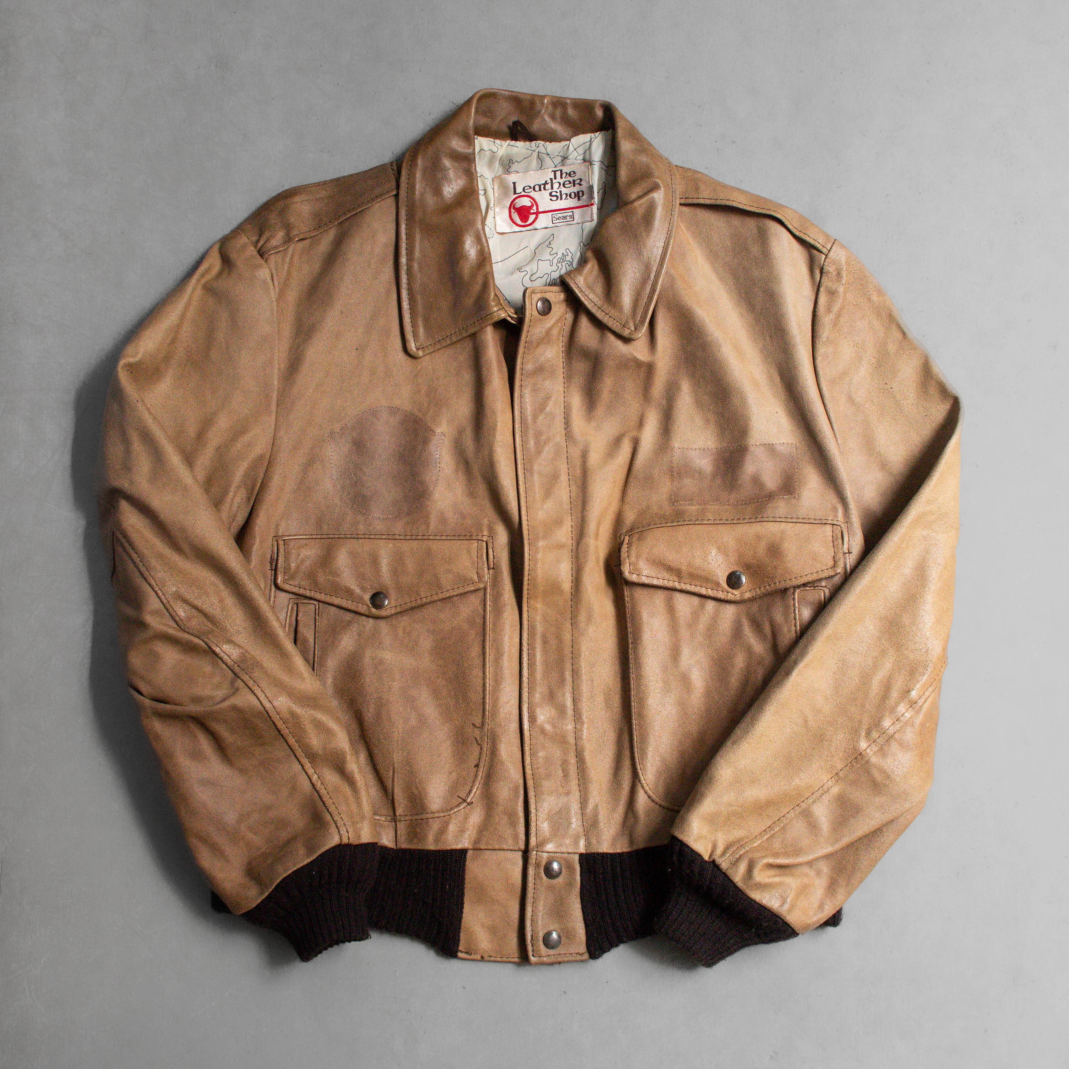 70S SEARS A2 TYPE LEATHER JACKET 美國製 淺棕色 飛行員 皮衣 外套