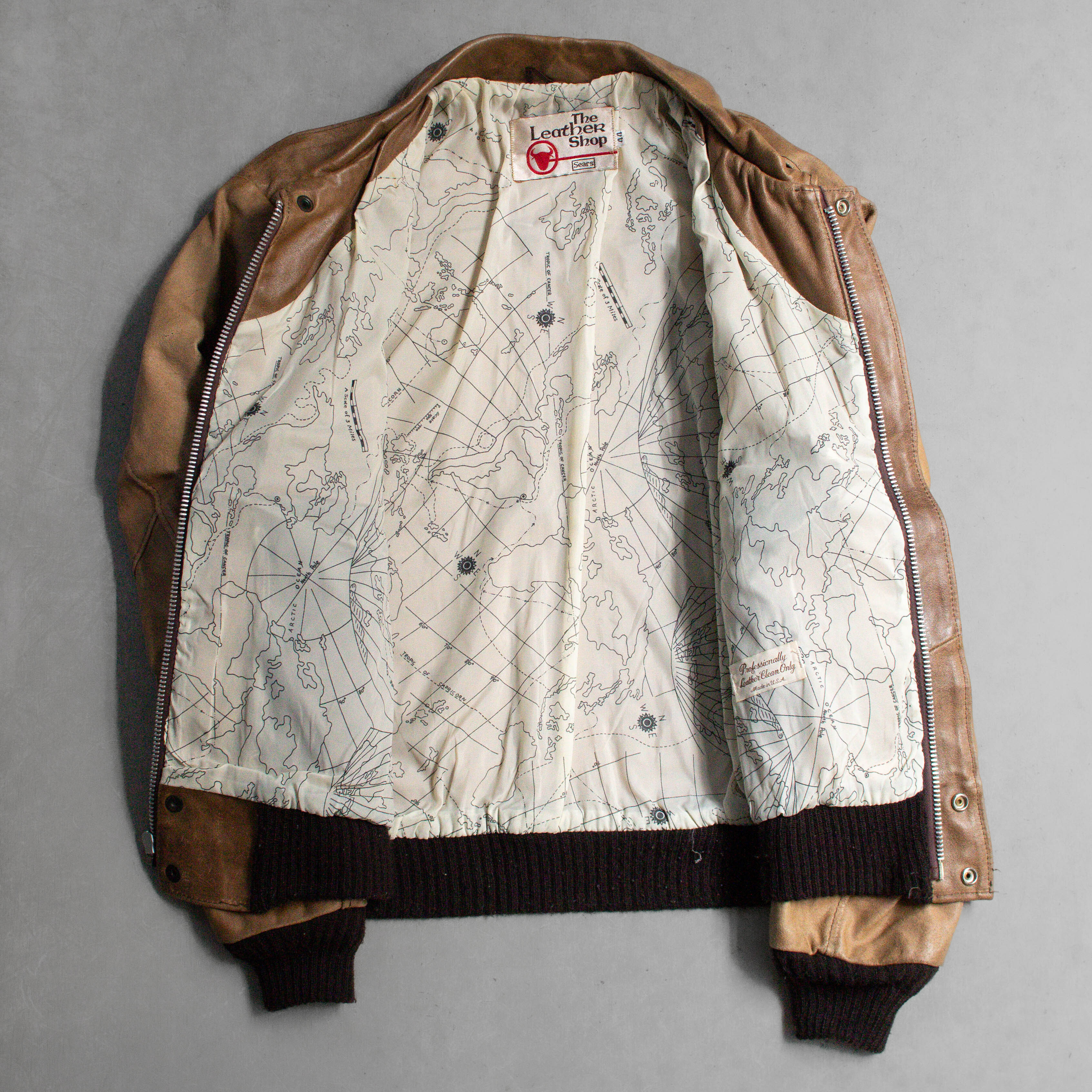 70S SEARS A2 TYPE LEATHER JACKET 美國製 淺棕色 飛行員 皮衣 外套