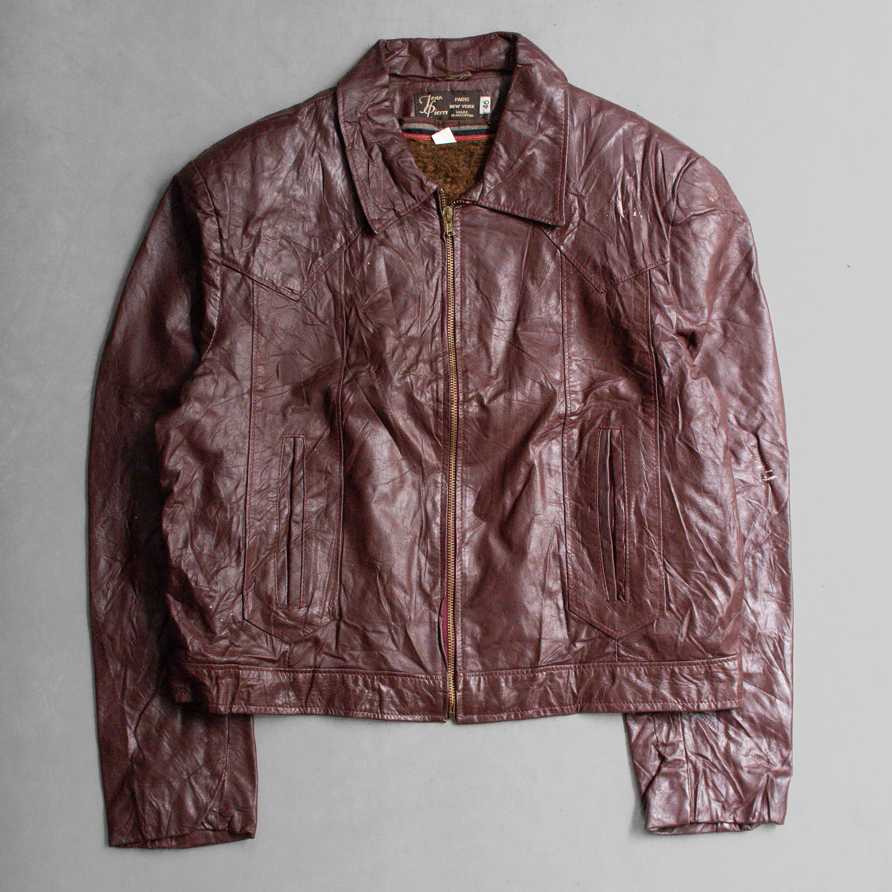 90S VINTAGE LEATHER JACKET 阿根廷製 酒紅色 毛裏 皮衣 外套