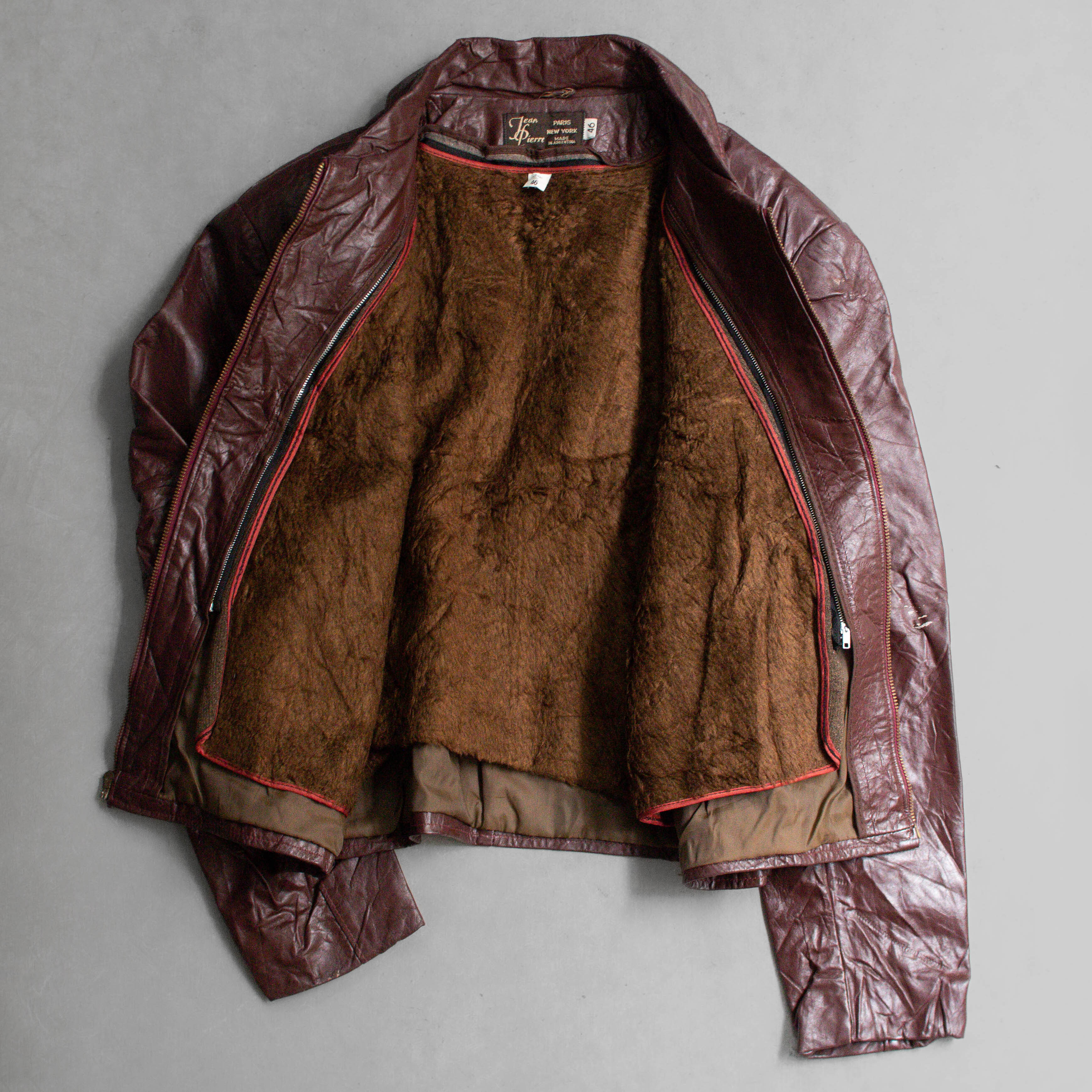 90S VINTAGE LEATHER JACKET 阿根廷製 酒紅色 毛裏 皮衣 外套