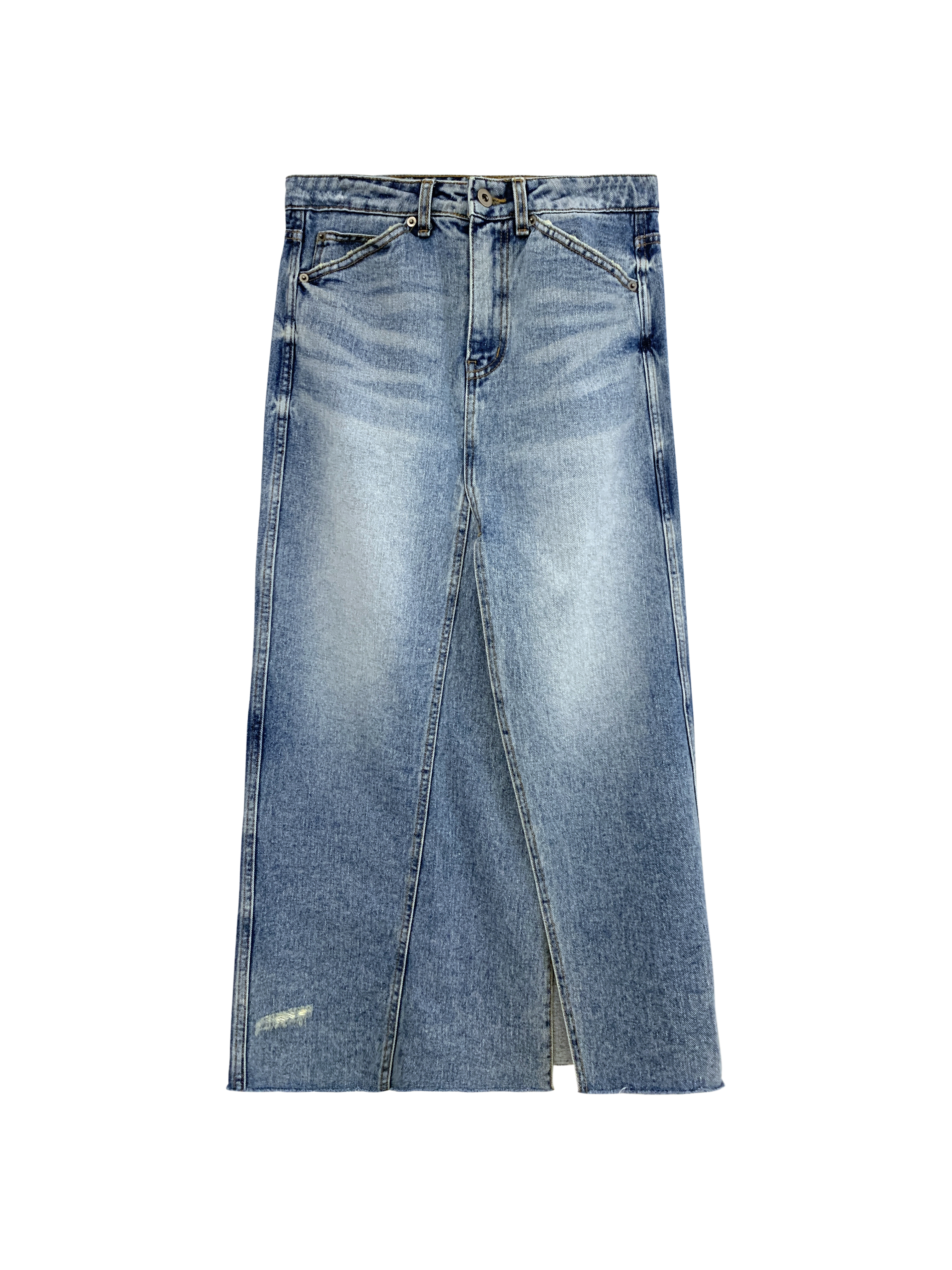 不收邊刷白牛仔裙