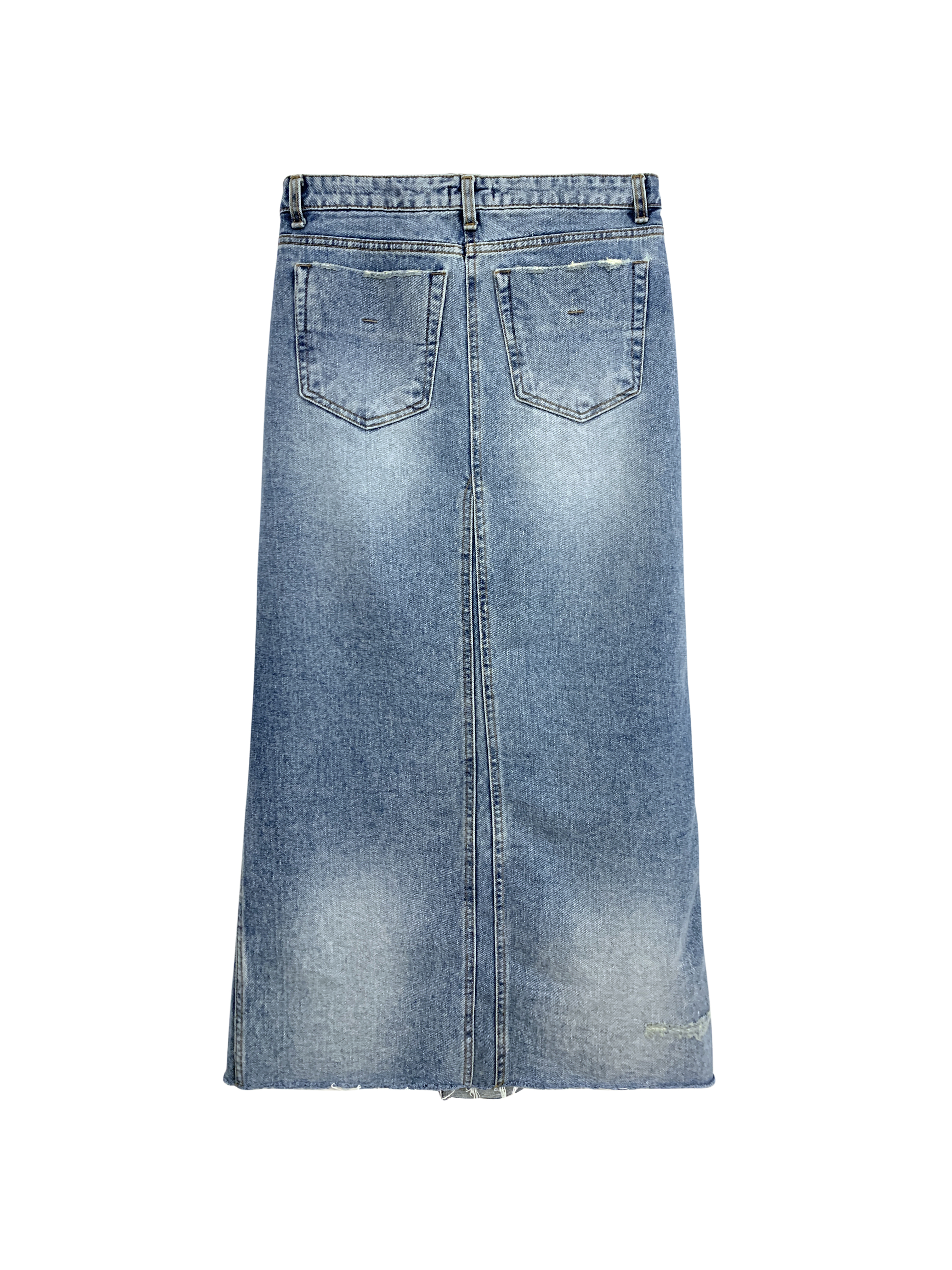 不收邊刷白牛仔裙