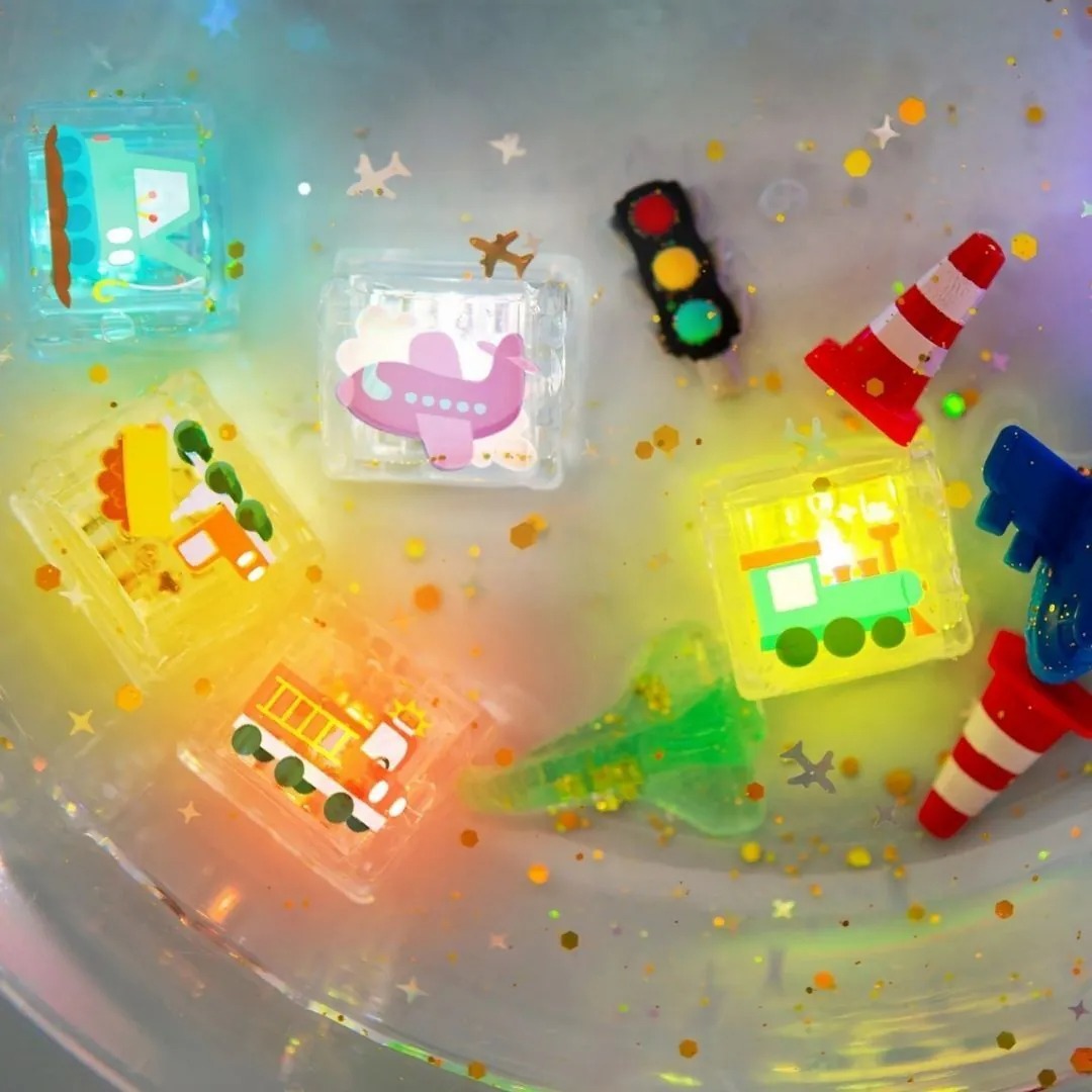 Glo Pals洗澡玩具｜AUTO交通工具組｜炫光小冰塊 (6顆裝)