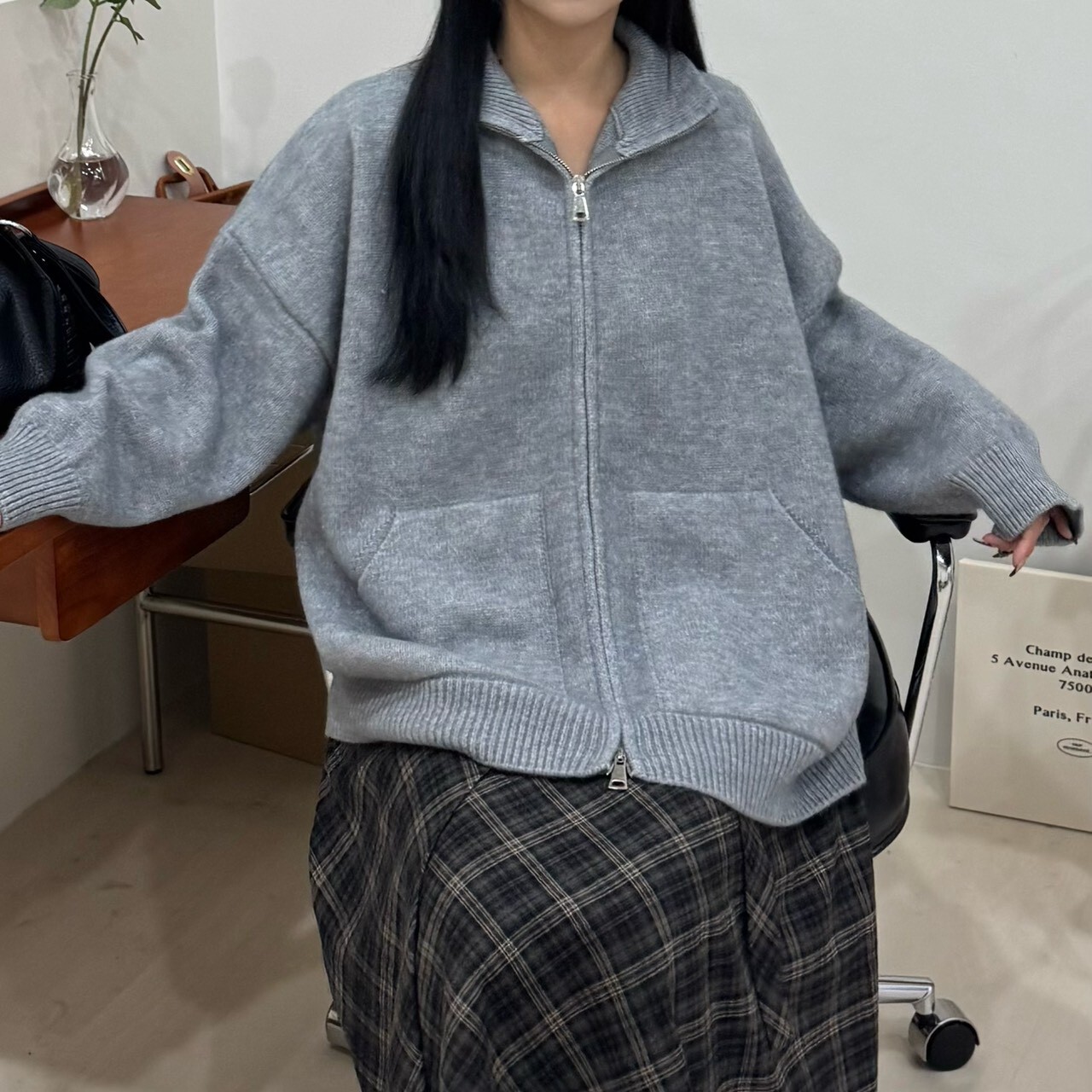 升級回歸!悠長假期⛅ 大口袋拉鍊針織外套