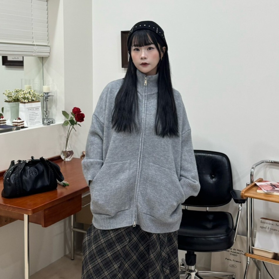 升級回歸!悠長假期⛅ 大口袋拉鍊針織外套