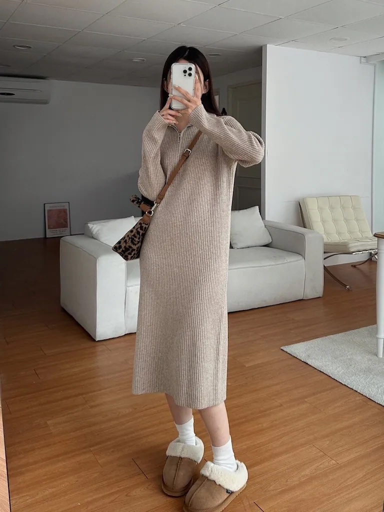 熱賣回歸！懶人最愛 拉鍊翻領洋裝