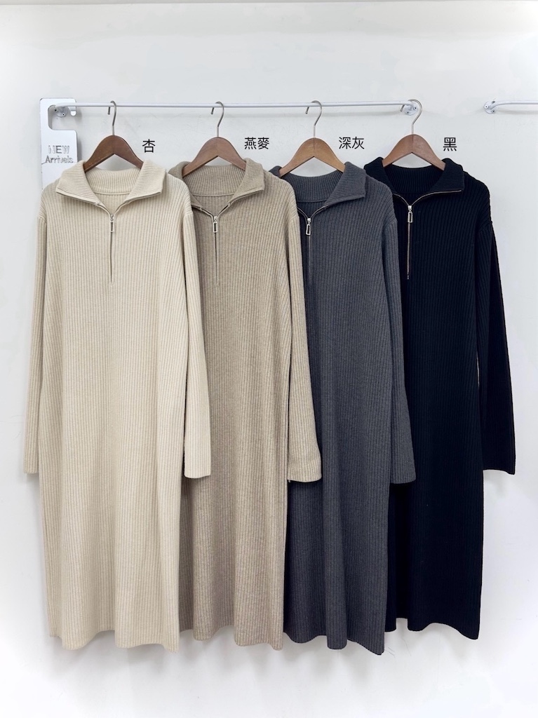 熱賣回歸！懶人最愛 拉鍊翻領洋裝