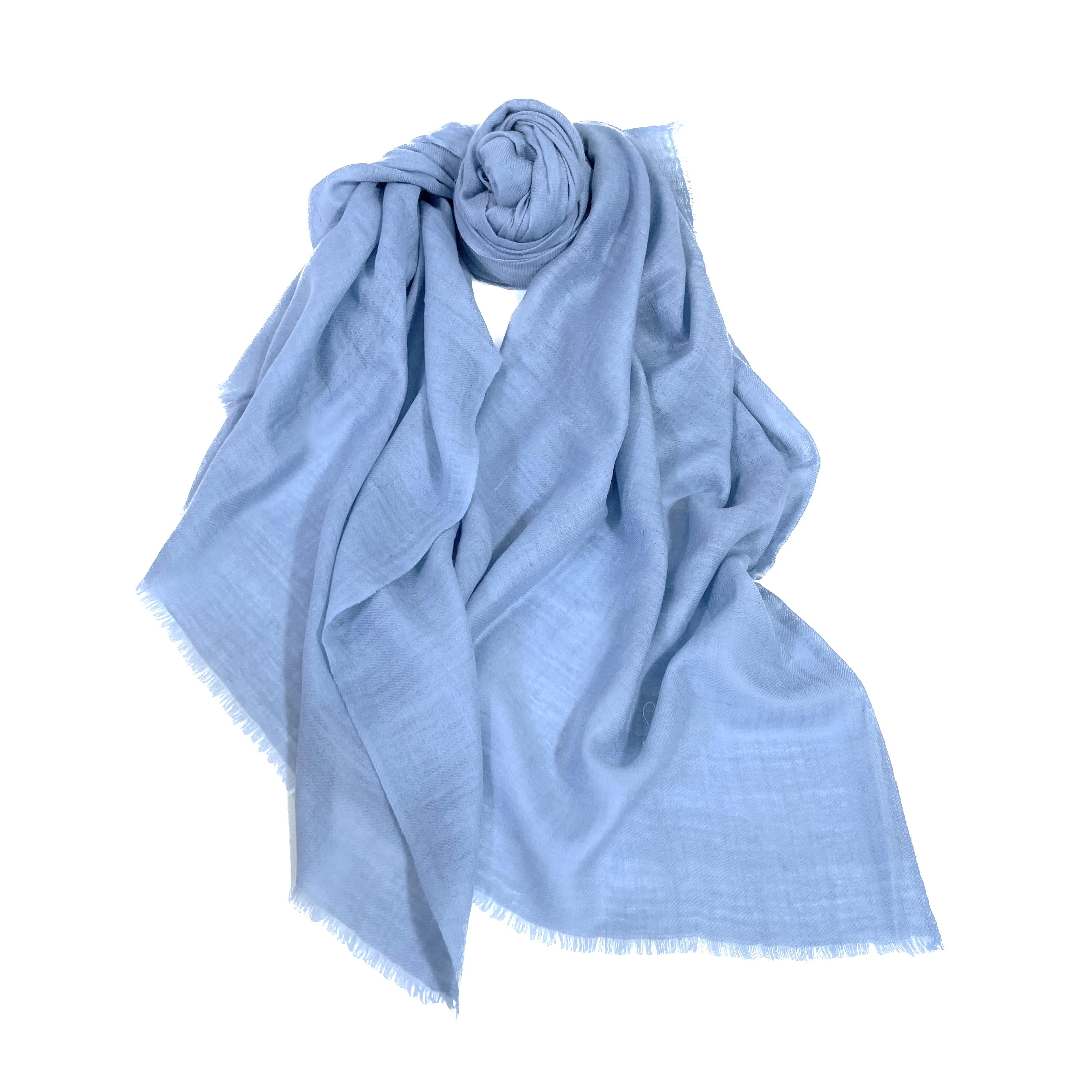 淺藍色手工編織喀什米爾頸部羊絨披肩圍巾