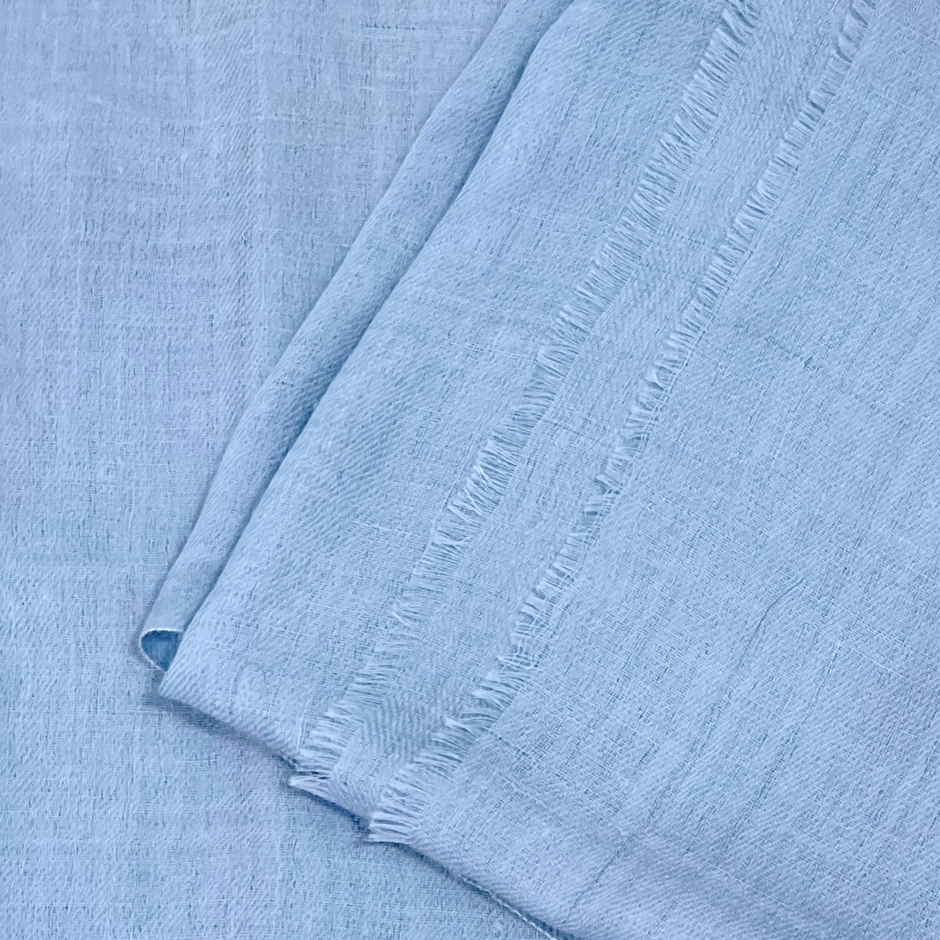 淺藍色手工編織喀什米爾頸部羊絨披肩圍巾