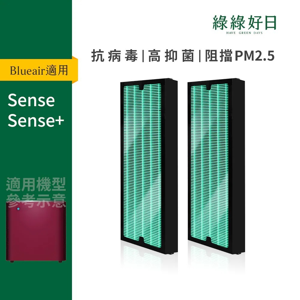 二入|適用 Blueair Sense Sense+系列 空氣清淨機 HEPA抗菌濾網 綠綠好日