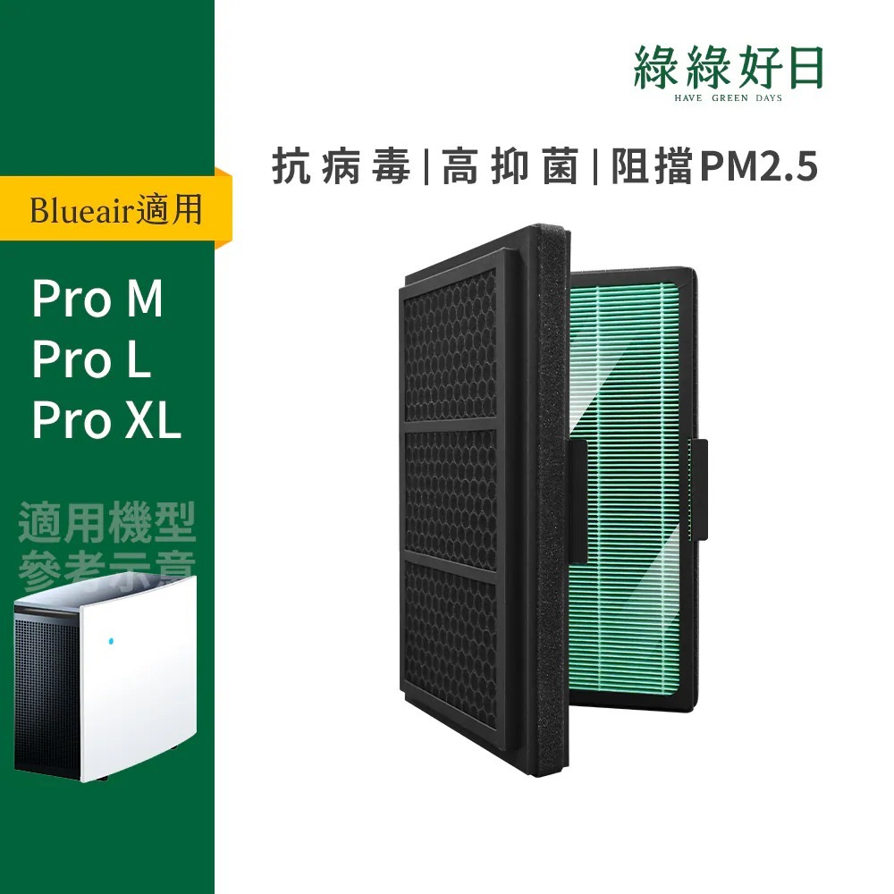 適用 Blueair Pro 系列(M/L/XL) 空氣清淨機 HEPA抗菌濾網 活性碳濾棉 綠綠好日