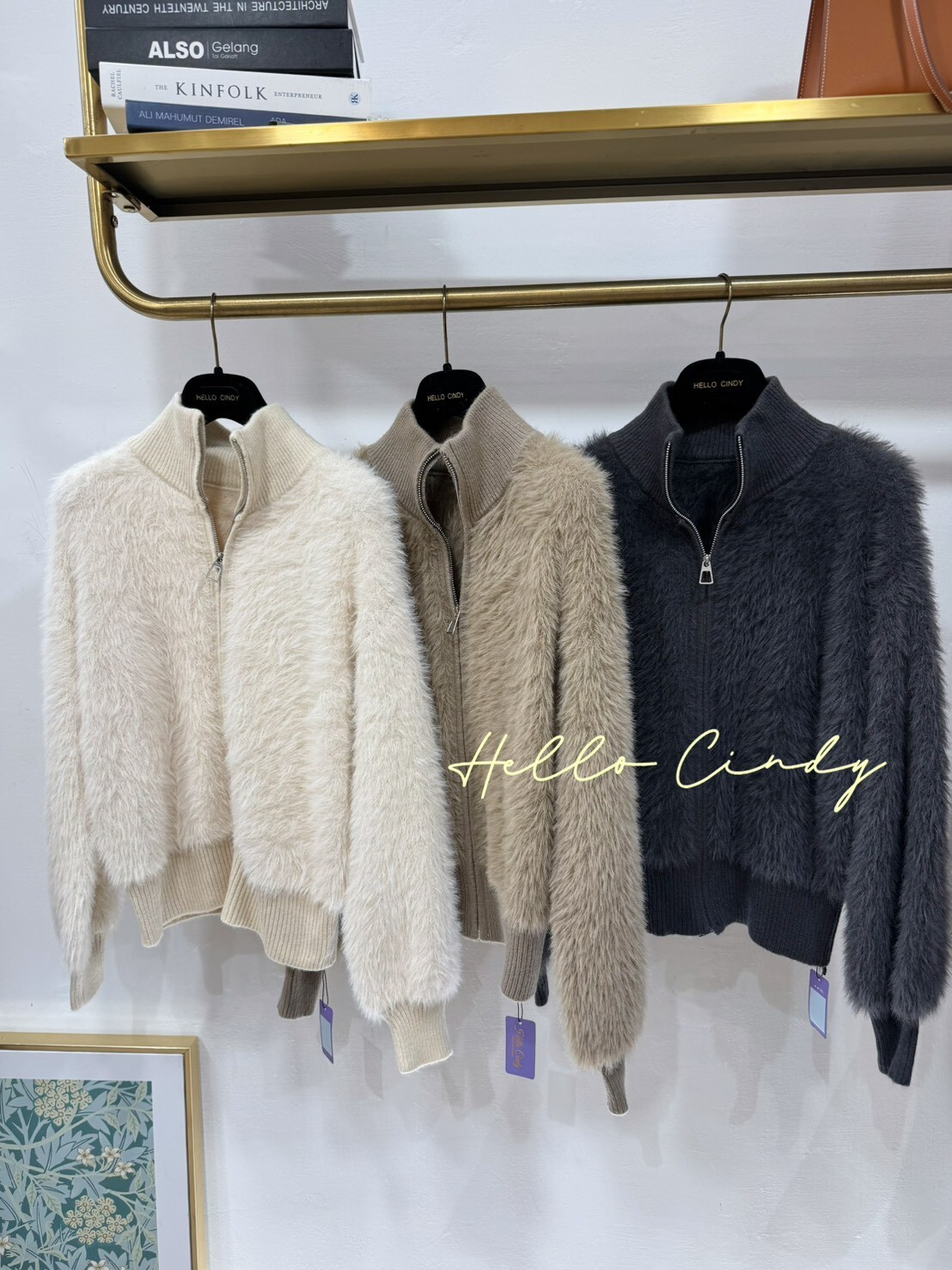 B01012 暖呼呼小立領毛毛針織外套