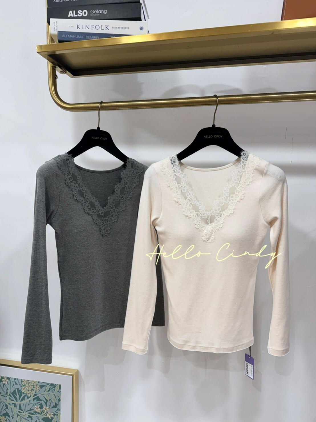 B01001 Cindy大推性感保暖款-大V蕾絲內磨毛Bra上衣