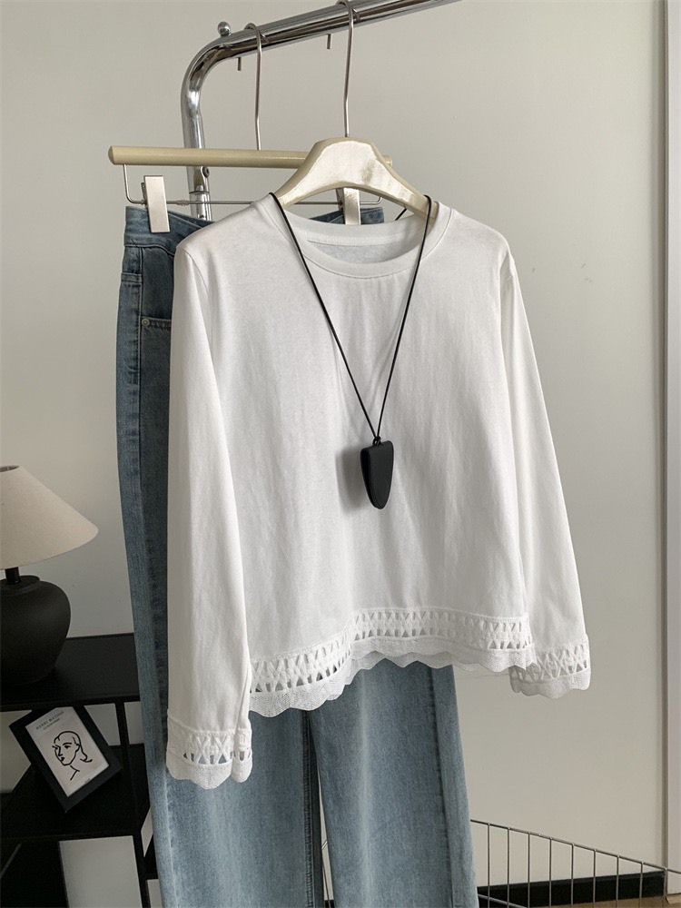 No.1625 正肩下擺簍空打底衫