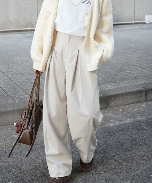 日本網紅聯名款!! 日本🇯🇵連線 Classical Elf x Marina 聯名 簡約而不失美感!束腰後鬆緊直筒休閒褲 寬褲 直筒褲 工裝褲 休閒褲 長褲 2色(任買兩件7-11免運)/預購