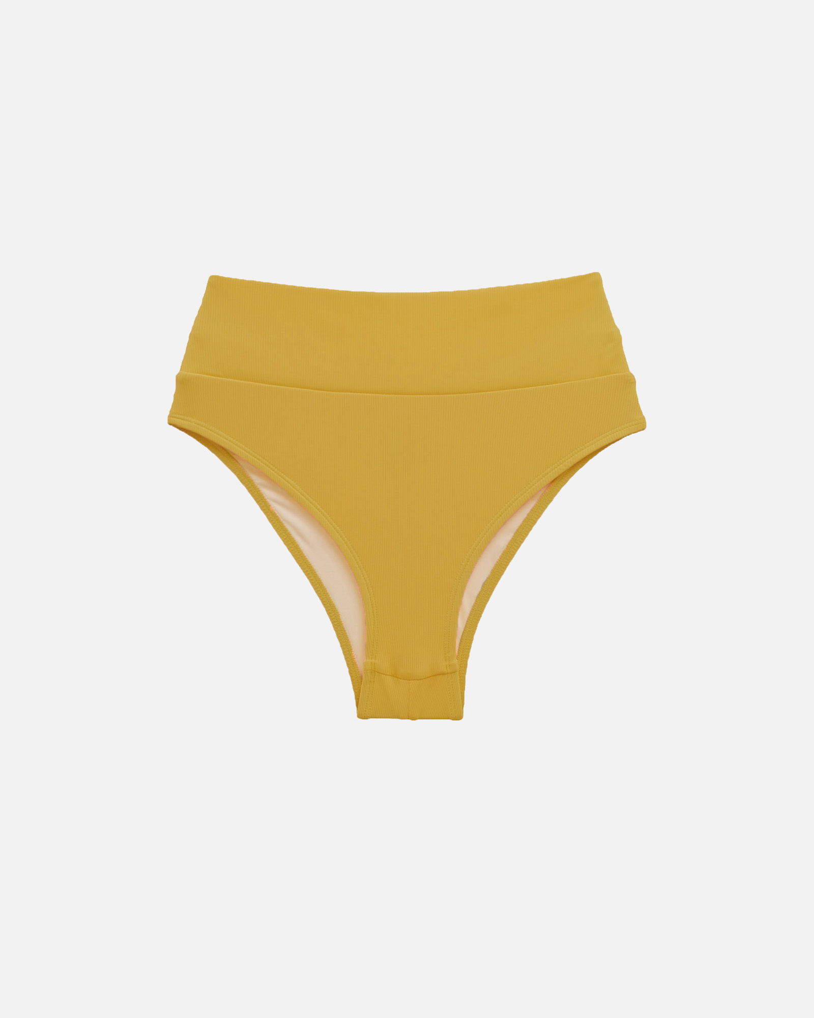 【羅紋芥末黃】HWm 高腰蜜挖臀泳褲