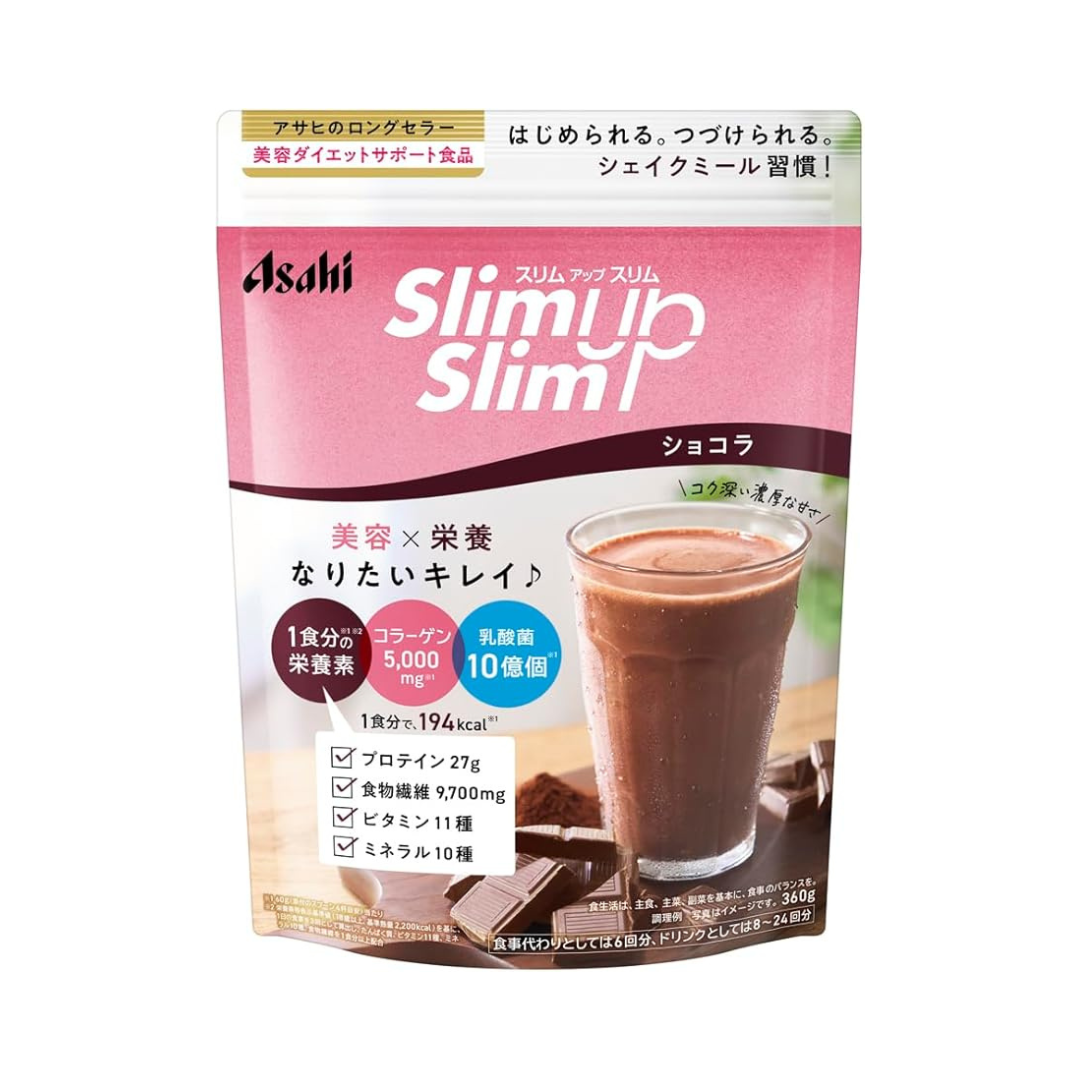 日本 ASAHI 朝日 Slim Up Slim Shake Chocolat 360g 美肌健康酵素代餐飲品-朱古力口味