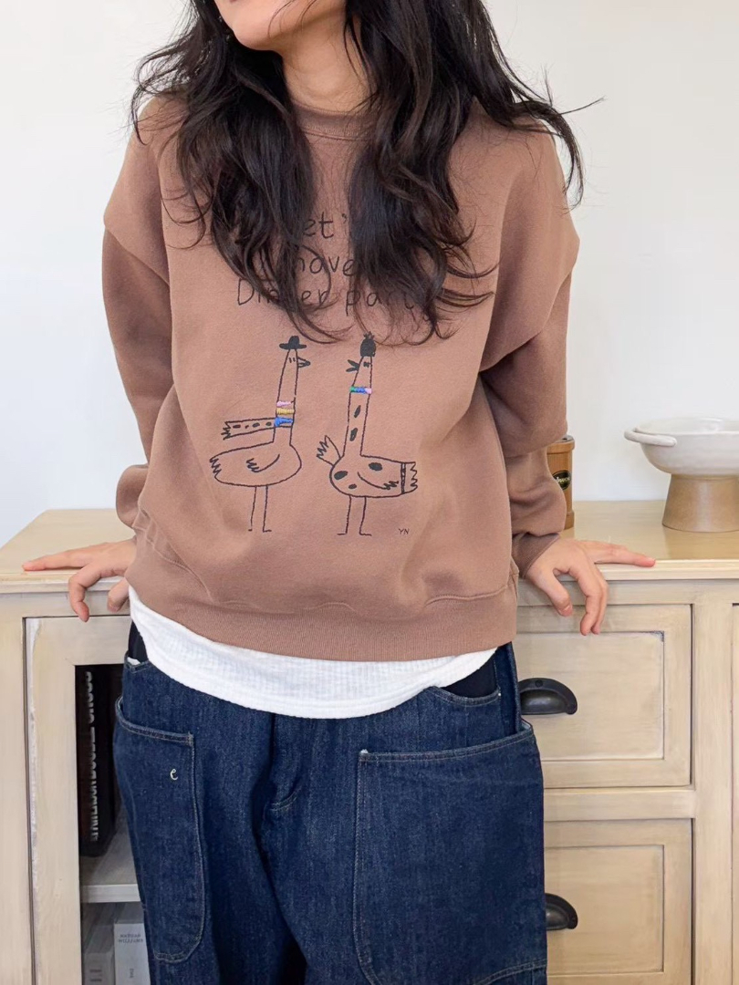 Let’s have Dinner party可愛手繪磨毛大學T