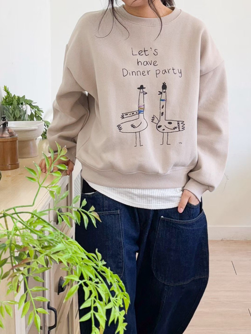 Let’s have Dinner party可愛手繪磨毛大學T