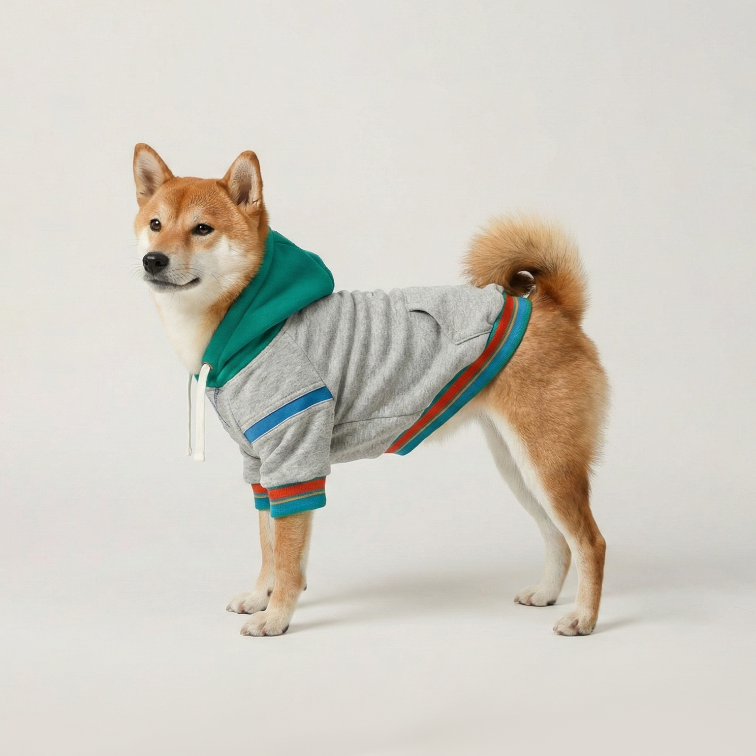 暖暖潮流運動刷毛帽T |  綠灰