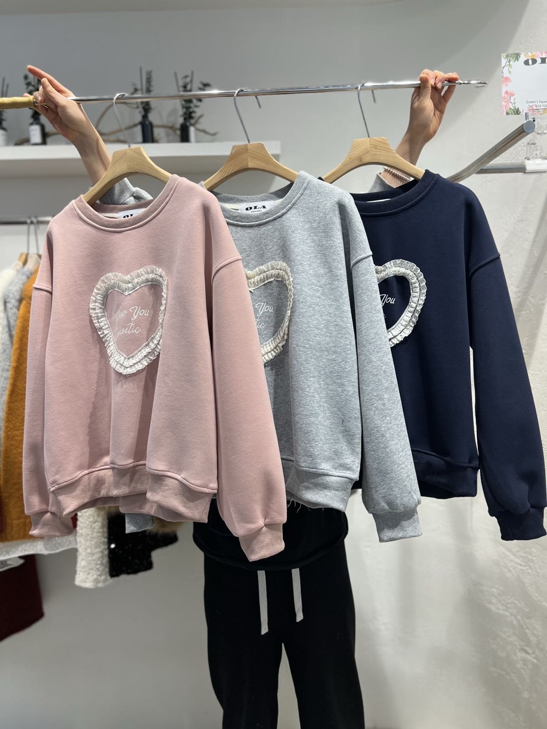 愛心蕾絲太空棉T