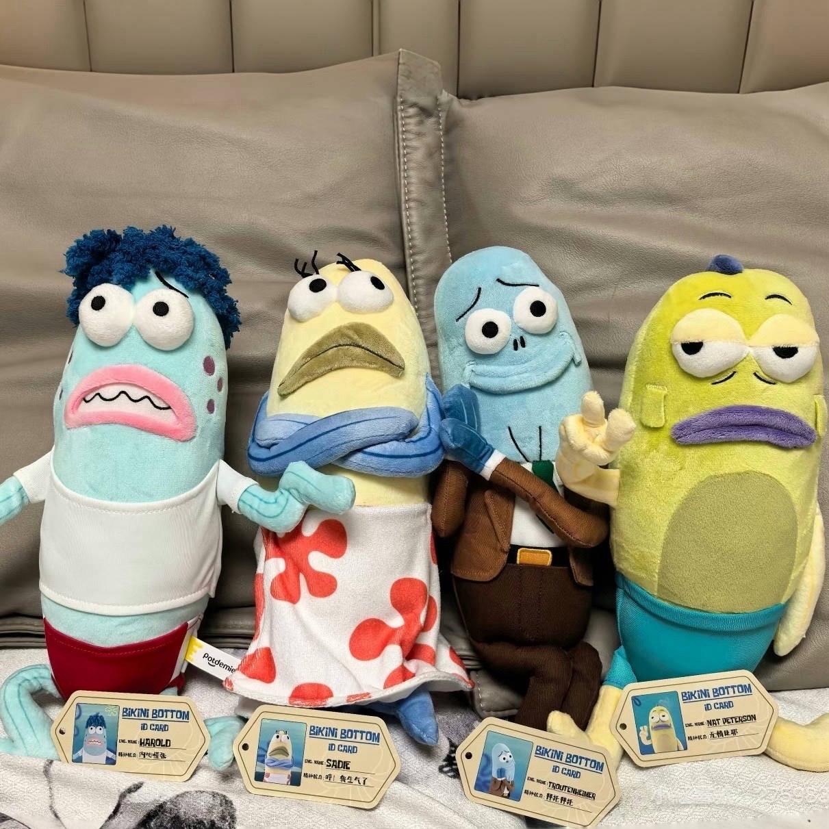 KKV海綿寶寶比奇堡路人魚毛絨公仔抱枕