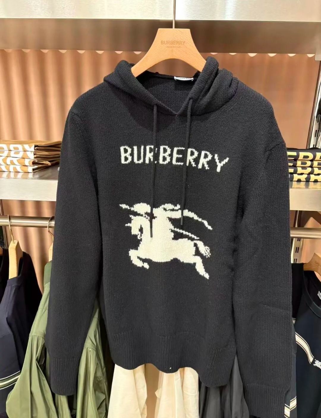 BBR 黑色 併白戰馬 有帽冷衫 男女同款