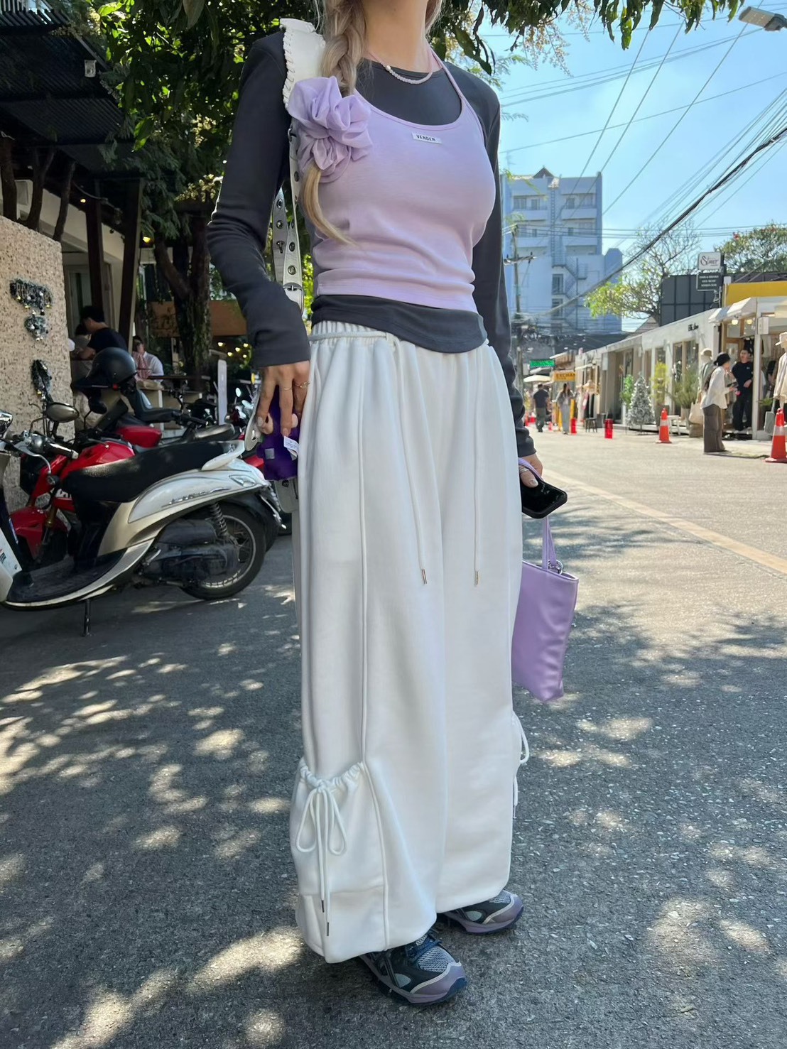 束口荷包袋休閒褲