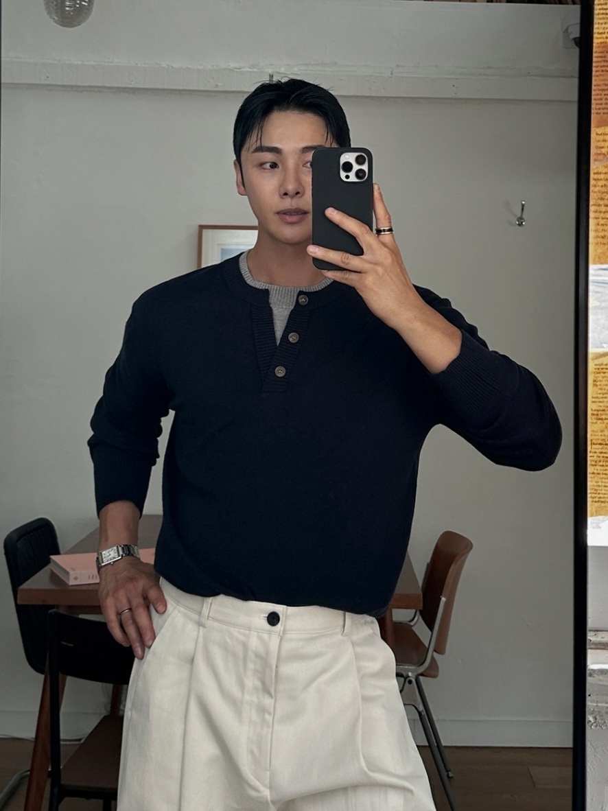 亨利領疊層針織衫