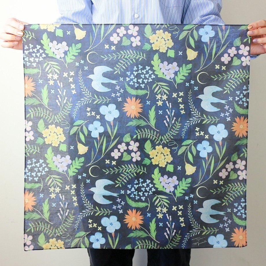 淺野綠 花鳥風月 日本製 純棉手帕 茶巾｜表現社