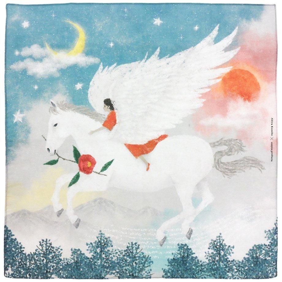 日下明 騎著飛馬座 日本製純棉手帕 茶巾｜表現社