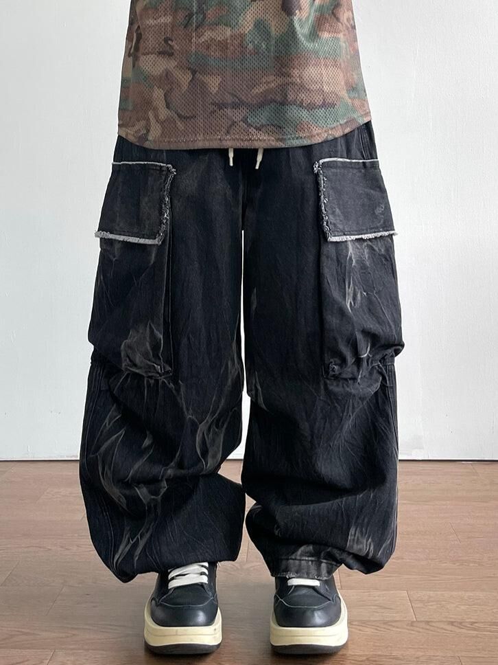 洗水工裝鬆身牛仔褲 P3240