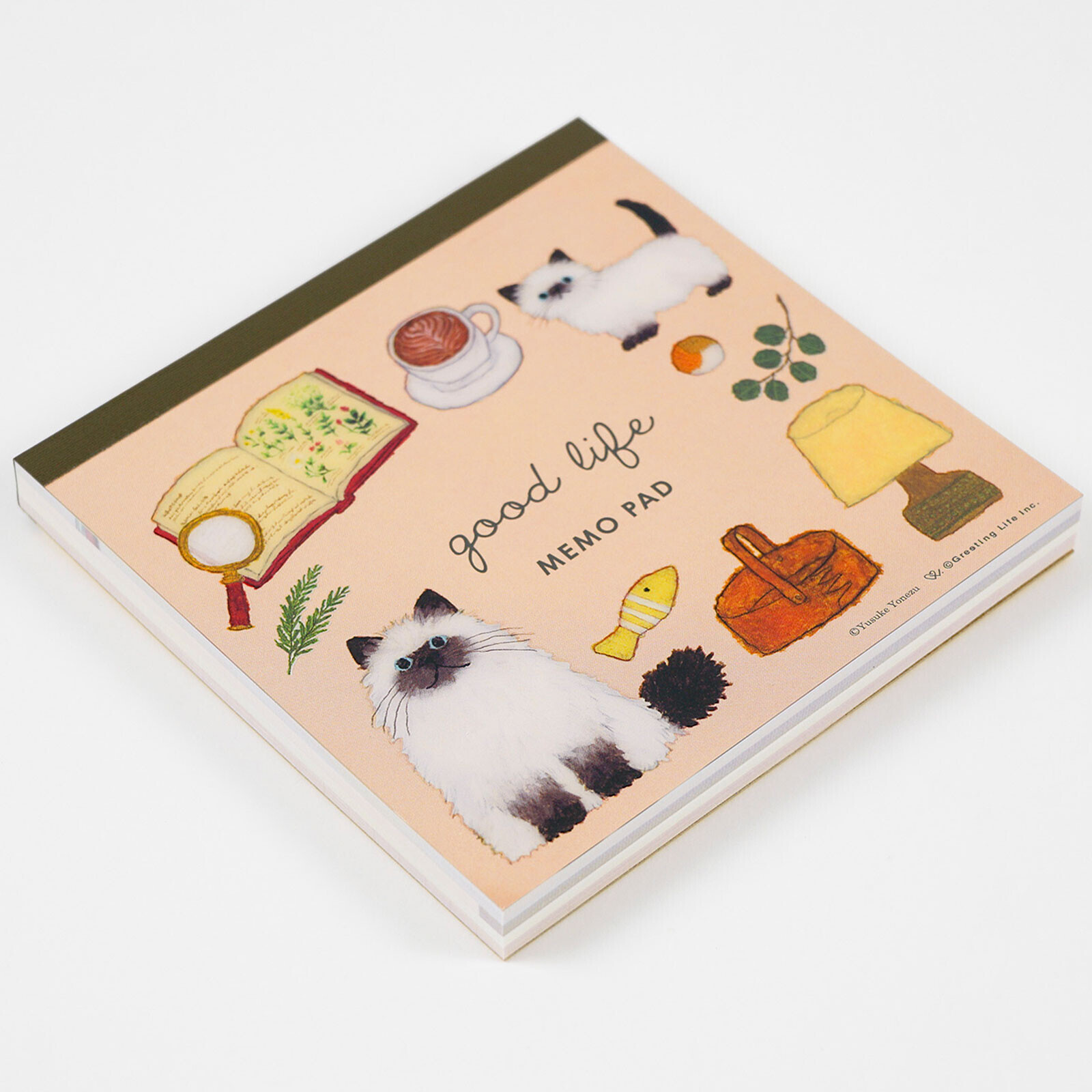 米津祐介_貓 120枚 方形便條紙 memo｜日本Greeting Life