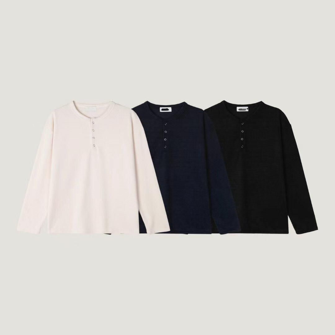 淨色半開胸長袖衫 T5893