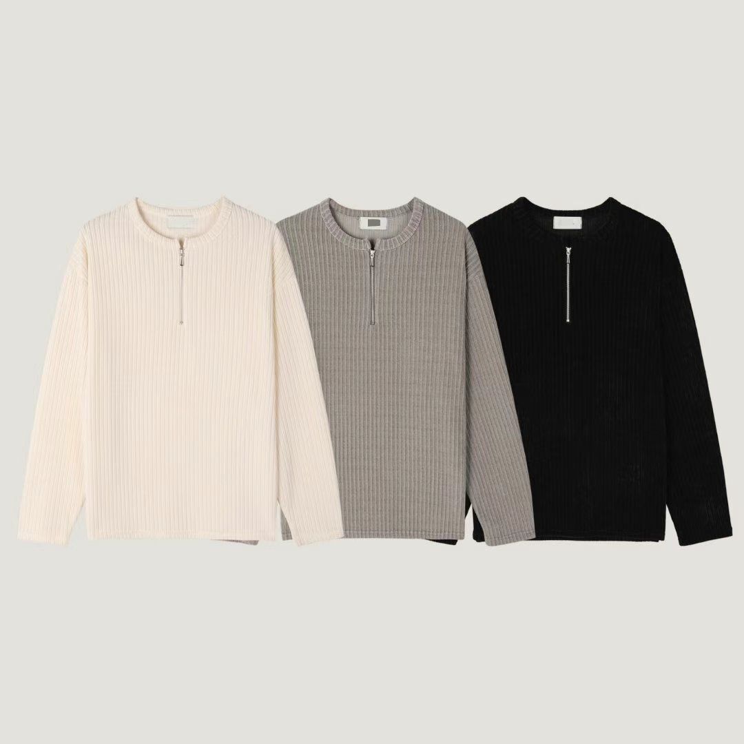 淨色半開胸長袖衫 T5894